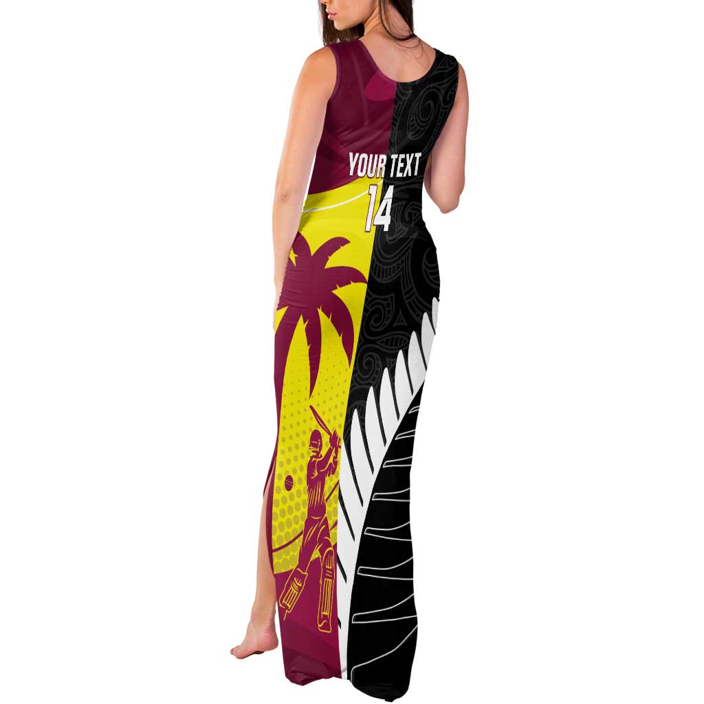 New Zealand and West Indies Cricket Custom Tank Maxi Dress Black Cap Windies Together - Polynesian Pride
