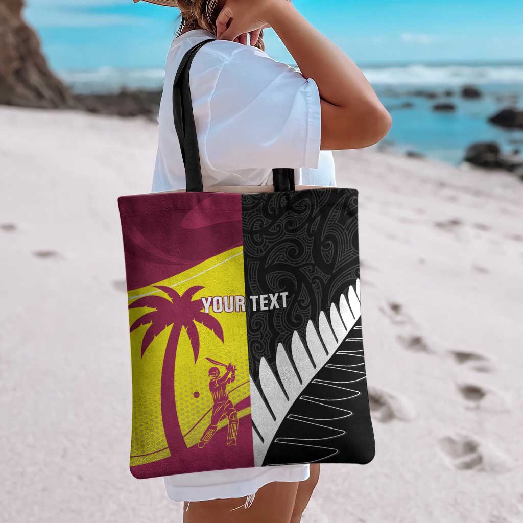 New Zealand and West Indies Cricket Custom Tote Bag Black Cap Windies Together - Polynesian Pride