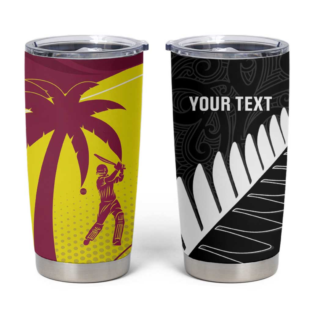 New Zealand and West Indies Cricket Custom Tumbler Cup Black Cap Windies Together - Polynesian Pride