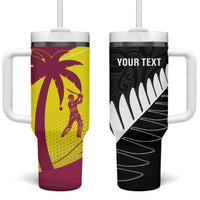 New Zealand and West Indies Cricket Custom Tumbler With Handle Black Cap Windies Together - Polynesian Pride