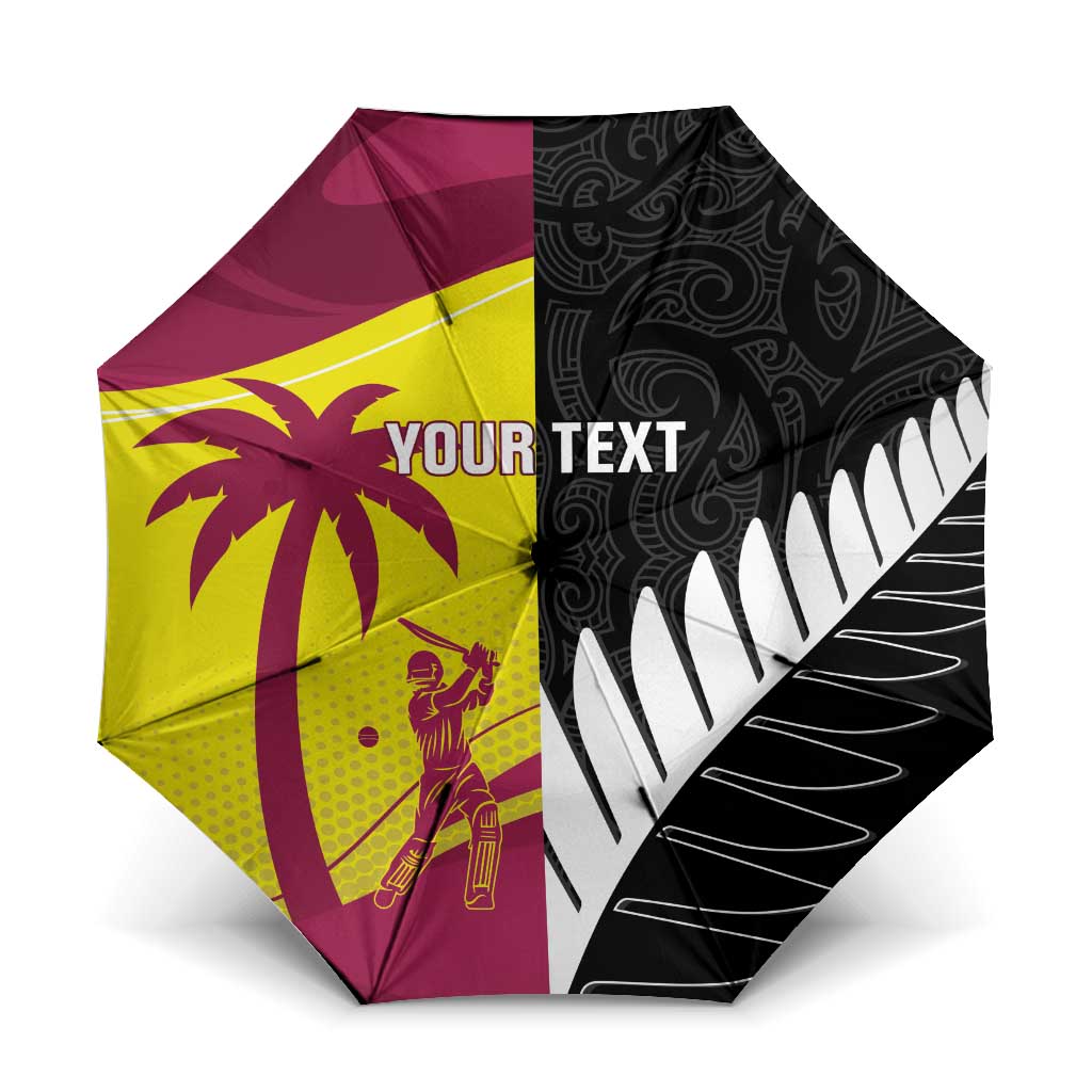 New Zealand and West Indies Cricket Custom Umbrella Black Cap Windies Together - Polynesian Pride