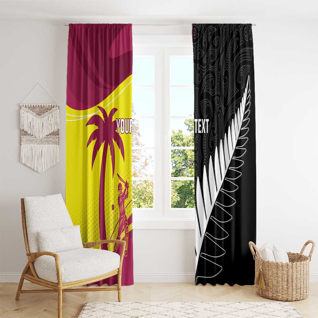 New Zealand and West Indies Cricket Custom Window Curtain Black Cap Windies Together - Polynesian Pride