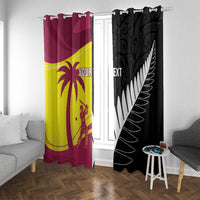New Zealand and West Indies Cricket Custom Window Curtain Black Cap Windies Together - Polynesian Pride