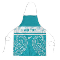 New Zealand Silver Fern Cricket Custom Apron Black Cap Teal Maori Pattern - Polynesian Pride