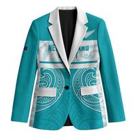 New Zealand Silver Fern Cricket Custom Blazer Black Cap Teal Maori Pattern - Polynesian Pride