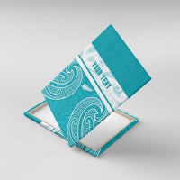 New Zealand Silver Fern Cricket Custom Canvas Wall Art Black Cap Teal Maori Pattern - Polynesian Pride