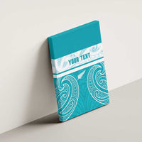 New Zealand Silver Fern Cricket Custom Canvas Wall Art Black Cap Teal Maori Pattern - Polynesian Pride