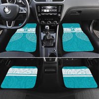 New Zealand Silver Fern Cricket Custom Car Mats Black Cap Teal Maori Pattern - Polynesian Pride
