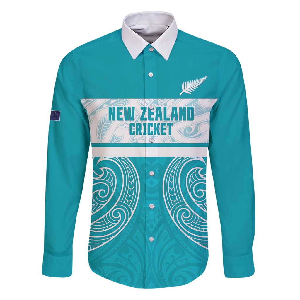New Zealand Silver Fern Cricket Custom Family Matching Puletasi and Hawaiian Shirt Black Cap Teal Maori Pattern - Polynesian Pride