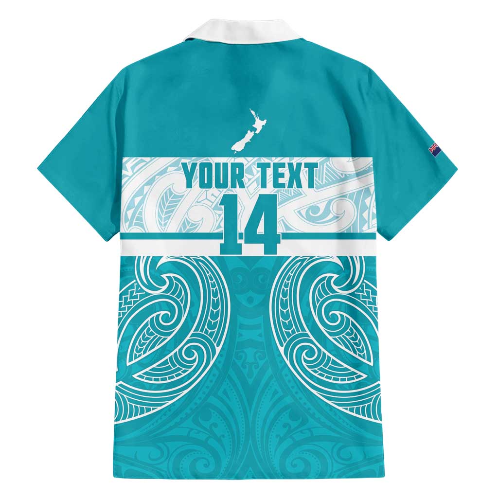 New Zealand Silver Fern Cricket Custom Family Matching Short Sleeve Bodycon Dress and Hawaiian Shirt Black Cap Teal Maori Pattern - Polynesian Pride