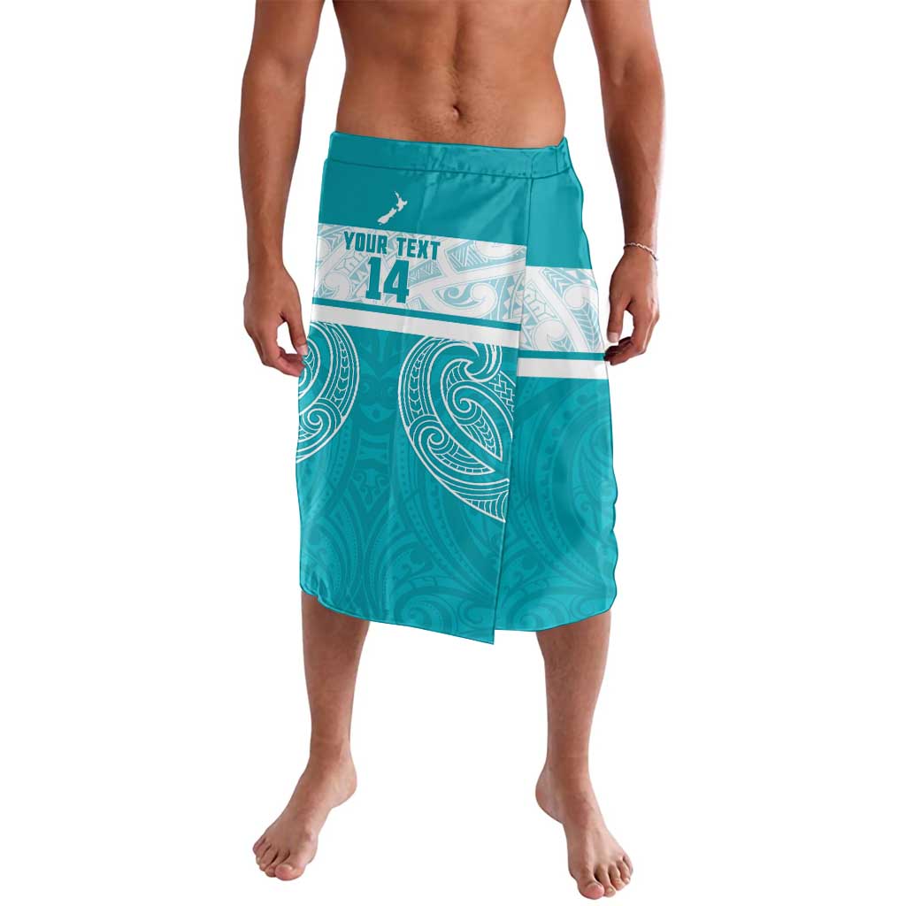 New Zealand Silver Fern Cricket Custom Lavalava Black Cap Teal Maori Pattern - Polynesian Pride