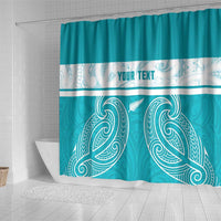 New Zealand Silver Fern Cricket Custom Shower Curtain Black Cap Teal Maori Pattern - Polynesian Pride