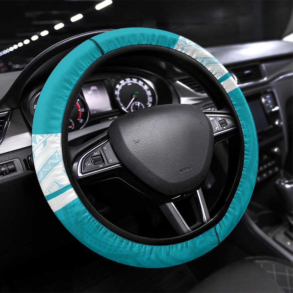 New Zealand Silver Fern Cricket Steering Wheel Cover Black Cap Teal Maori Pattern - Polynesian Pride