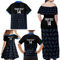 New Zealand Silver Fern Cricket Custom Family Matching Off Shoulder Maxi Dress and Hawaiian Shirt Black Cap T20 Version - Polynesian Pride