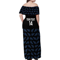 New Zealand Silver Fern Cricket Custom Family Matching Off Shoulder Maxi Dress and Hawaiian Shirt Black Cap T20 Version - Polynesian Pride