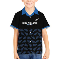 New Zealand Silver Fern Cricket Custom Family Matching Off Shoulder Maxi Dress and Hawaiian Shirt Black Cap T20 Version - Polynesian Pride