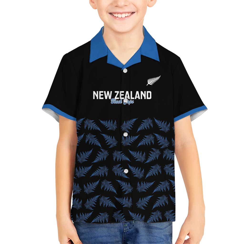 New Zealand Silver Fern Cricket Custom Family Matching Tank Maxi Dress and Hawaiian Shirt Black Cap T20 Version - Polynesian Pride
