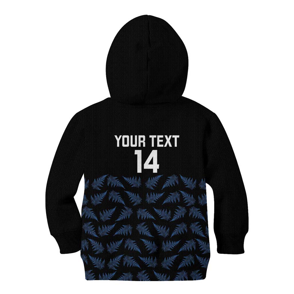 New Zealand Silver Fern Cricket Custom Kid Hoodie Black Cap T20 Version - Polynesian Pride