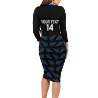 New Zealand Silver Fern Cricket Custom Long Sleeve Bodycon Dress Black Cap T20 Version - Polynesian Pride