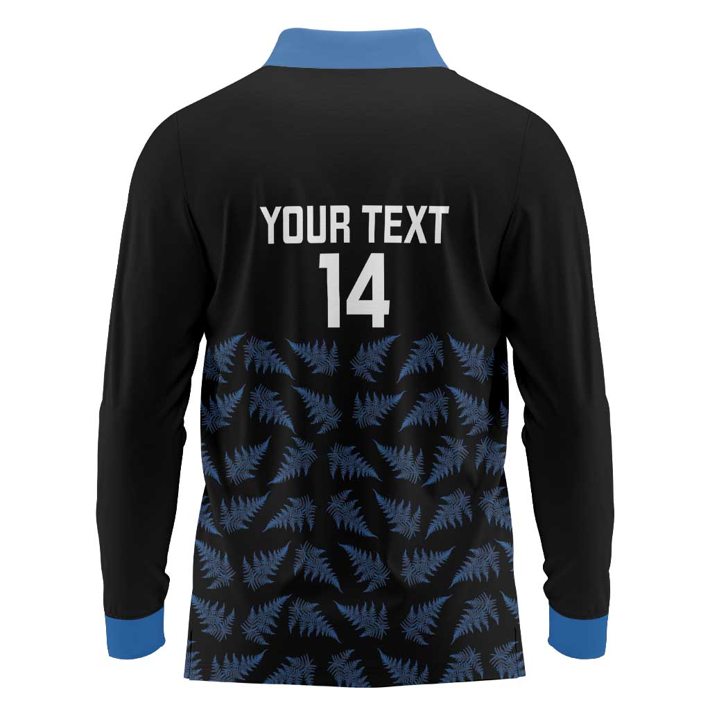 New Zealand Silver Fern Cricket Custom Long Sleeve Polo Shirt Black Cap T20 Version - Polynesian Pride