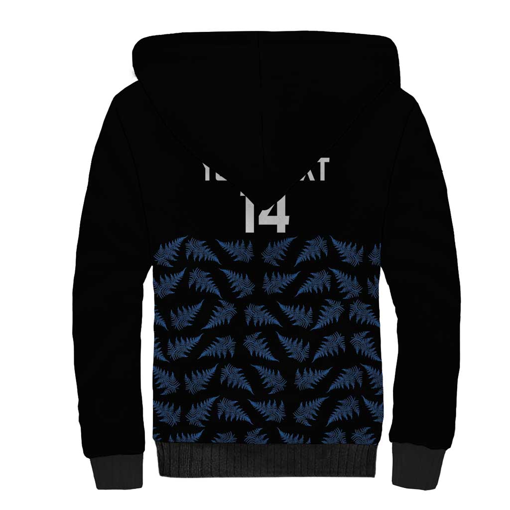 New Zealand Silver Fern Cricket Custom Sherpa Hoodie Black Cap T20 Version - Polynesian Pride