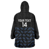 New Zealand Silver Fern Cricket Custom Wearable Blanket Hoodie Black Cap T20 Version - Polynesian Pride