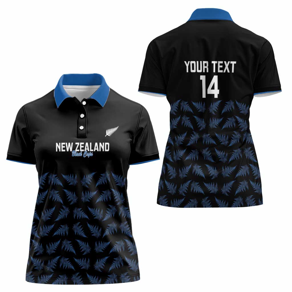 New Zealand Silver Fern Cricket Custom Women Polo Shirt Black Cap T20 Version - Polynesian Pride