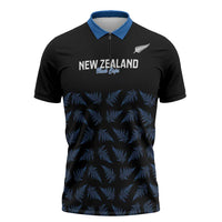 New Zealand Silver Fern Cricket Custom Zipper Polo Shirt Black Cap T20 Version - Polynesian Pride