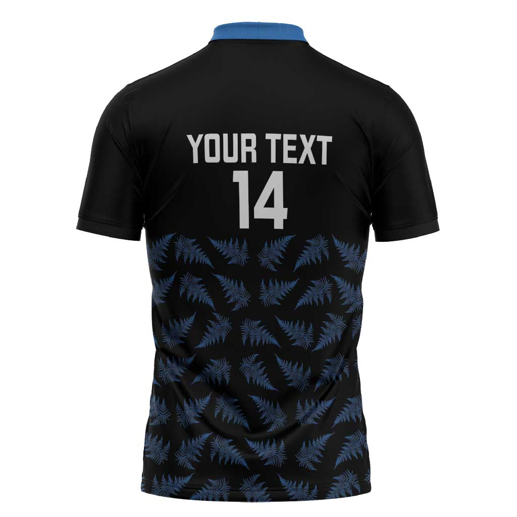 New Zealand Silver Fern Cricket Custom Zipper Polo Shirt Black Cap T20 Version - Polynesian Pride