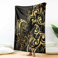 Gold And Black Aoteara Horse Racing Blanket NZ Maori Pattern