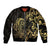 Gold And Black Aoteara Horse Racing Bomber Jacket NZ Maori Pattern