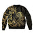 Gold And Black Aoteara Horse Racing Bomber Jacket NZ Maori Pattern