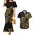 Gold And Black Aoteara Horse Racing Couples Matching Mermaid Dress and Hawaiian Shirt NZ Maori Pattern