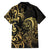 Gold And Black Aoteara Horse Racing Family Matching Short Sleeve Bodycon Dress and Hawaiian Shirt NZ Maori Pattern