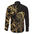 Gold And Black Aoteara Horse Racing Family Matching Short Sleeve Bodycon Dress and Hawaiian Shirt NZ Maori Pattern