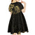 Gold And Black Aoteara Horse Racing Kid Short Sleeve Dress NZ Maori Pattern