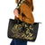 Gold And Black Aoteara Horse Racing Leather Tote Bag NZ Maori Pattern