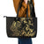 Gold And Black Aoteara Horse Racing Leather Tote Bag NZ Maori Pattern