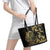 Gold And Black Aoteara Horse Racing Leather Tote Bag NZ Maori Pattern