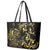 Gold And Black Aoteara Horse Racing Leather Tote Bag NZ Maori Pattern