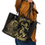 Gold And Black Aoteara Horse Racing Leather Tote Bag NZ Maori Pattern