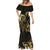 Gold And Black Aoteara Horse Racing Mermaid Dress NZ Maori Pattern