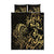 Gold And Black Aoteara Horse Racing Quilt Bed Set NZ Maori Pattern