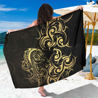 Gold And Black Aoteara Horse Racing Sarong NZ Maori Pattern