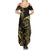 Gold And Black Aoteara Horse Racing Summer Maxi Dress NZ Maori Pattern