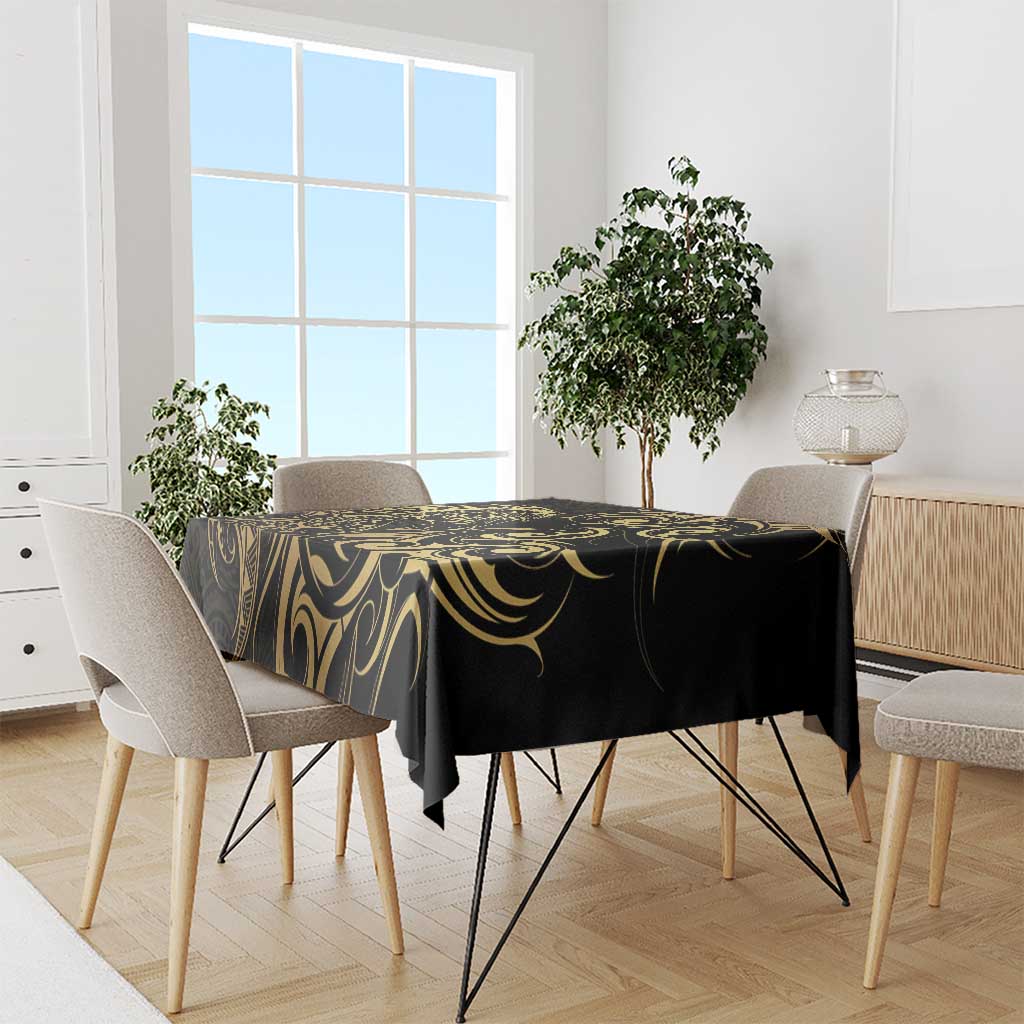 Gold And Black Aoteara Horse Racing Tablecloth NZ Maori Pattern