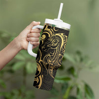 Gold And Black Aoteara Horse Racing Tumbler With Handle NZ Maori Pattern