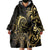 Gold And Black Aoteara Horse Racing Wearable Blanket Hoodie NZ Maori Pattern