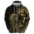 Gold And Black Aoteara Horse Racing Zip Hoodie NZ Maori Pattern