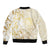 Gold And White Aoteara Horse Racing Bomber Jacket NZ Maori Pattern